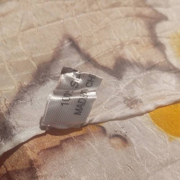 Autumn Leaves Print White Silk Scarf - Picture 5 of 6